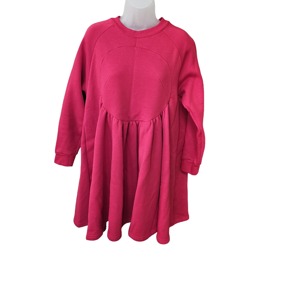 Soft Fleece Sweatshirt Dress Mini In Bright Red